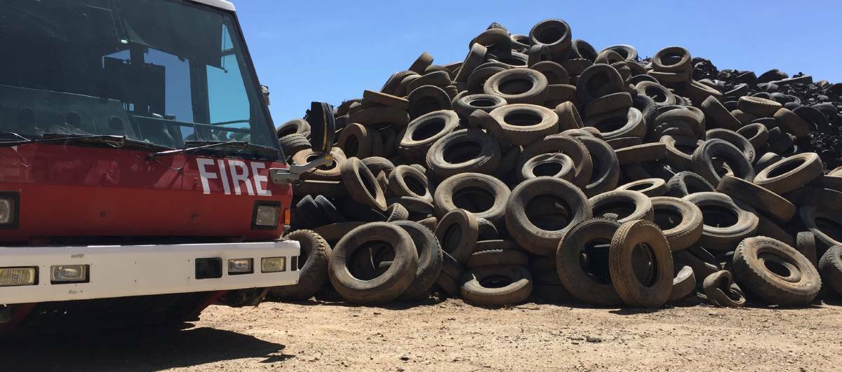 Hazard: It is believed over nine million tyres are at the site. Picture: Anthony Piovesan