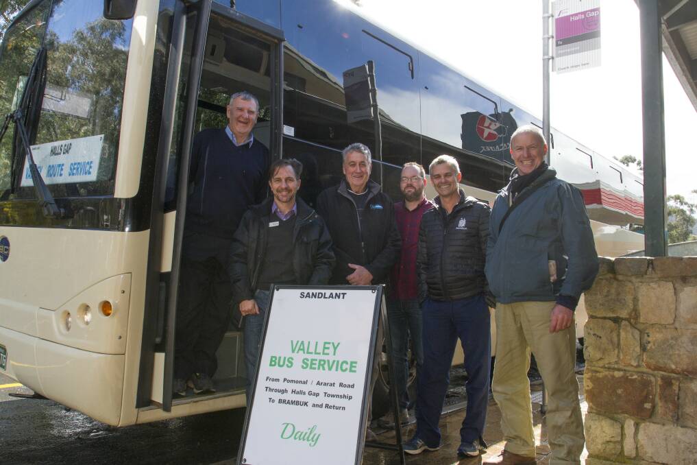 BOOST: Graeme Sandlant, Grampians Tourism's Mark Sleeman, Cr Murray Emerson, Jason Meehan, Paul Antonio and Tim Walsh. Picture: P. Pickering 