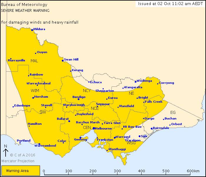 Damaging winds warning issued for Sunday
