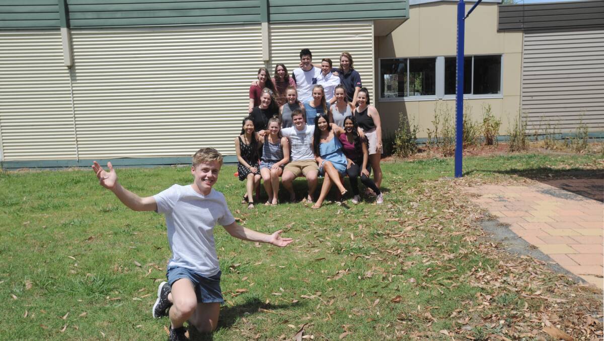 Horsham College dux Lochie Bull and his classmates after receiving their ATAR results