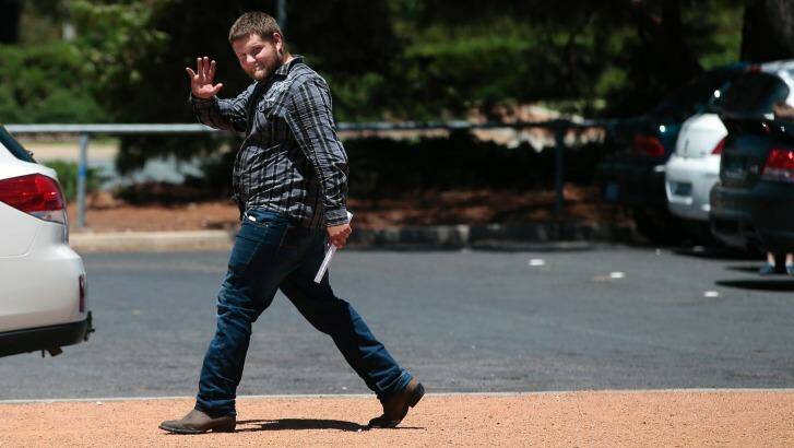 Canberra man Aaron Raymond Dudeck, also known as Aaron Raymond Hudson, leaves ACT Magistrates Court after being granted bail. Photo: Jeffrey Chan