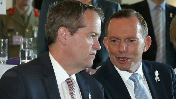 Unpopular with women? Opposition leader Bill Shorten and Prime Minister Tony Abbott. Photo: Alex Ellinghausen