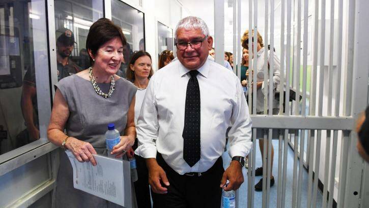 Commissioners Mick Gooda and Margaret White during their tour of the current Don Dale Youth Detention facilities. Photo: Elise Derwin