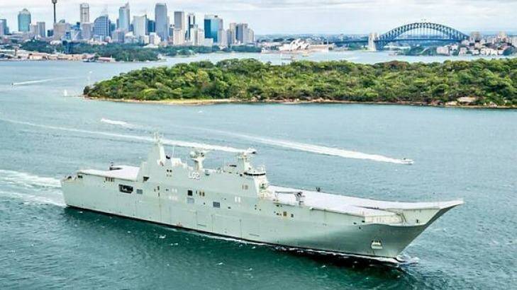 Biggest warship ever: The HMAS Canberra is getting ready to launch. Photo: Christian Pearson