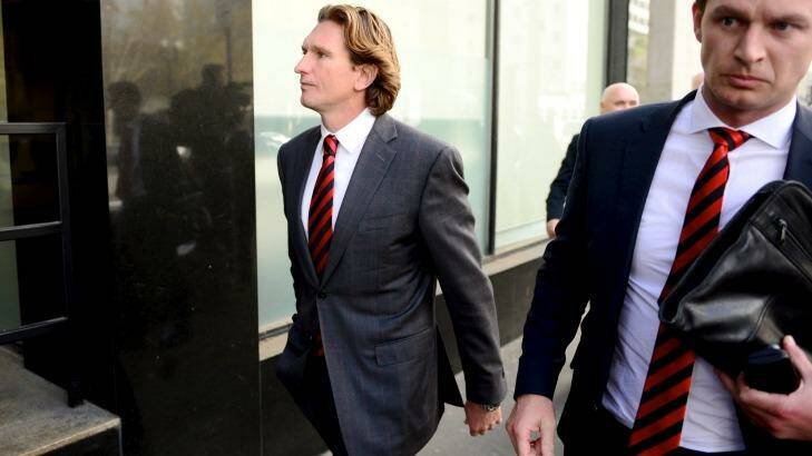 James Hird leaves the court on Friday after the ruling went against him and the club. Photo: Justin McManus