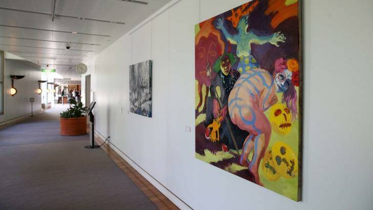 The artwork on display inside Parliament House. Photo: Andrew Meares