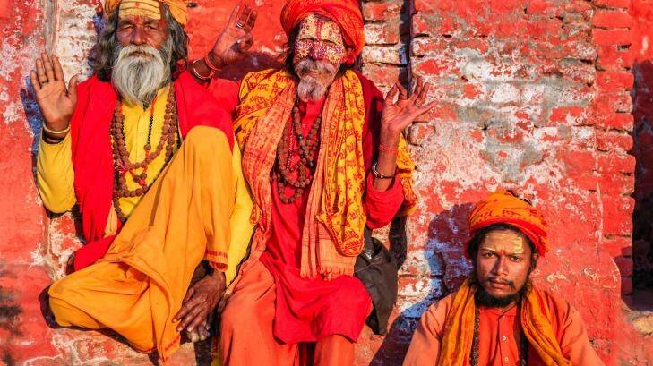 In Hinduism, sadhu, or shadhu, is a common term for a mystic, an ascetic, practitioner of yoga (yogi) and/or wandering monks.  Sadhus often wear ochre-colored clothing, symbolising renunciation. Photo: hadynyah