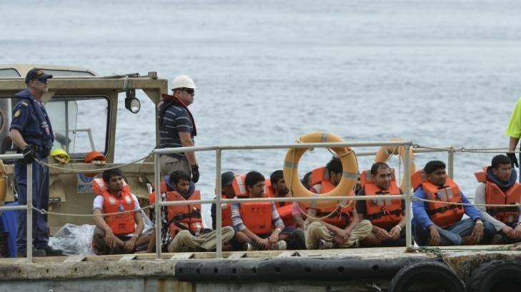 A boat load of asylum seekers arrive on Christmas Island. Photo: Sharon Tisdale