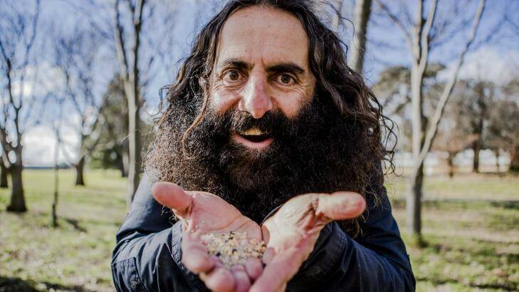 News/chronicle. 2nd July 2015. The Lyneham Commons is Canberra's first food foreston public land. Costa Georgiadis with some seeds.

The Canberra Times

Photo Jamila Toderas Photo: Jamila Toderas