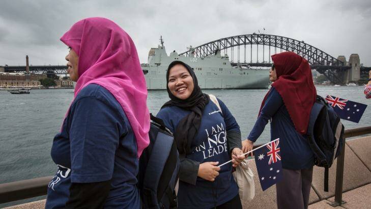 Indonesian students in Sydney on Australia Day this year. Australia is the most popular study destination for Indonesian students. Photo: Jessica Hromas