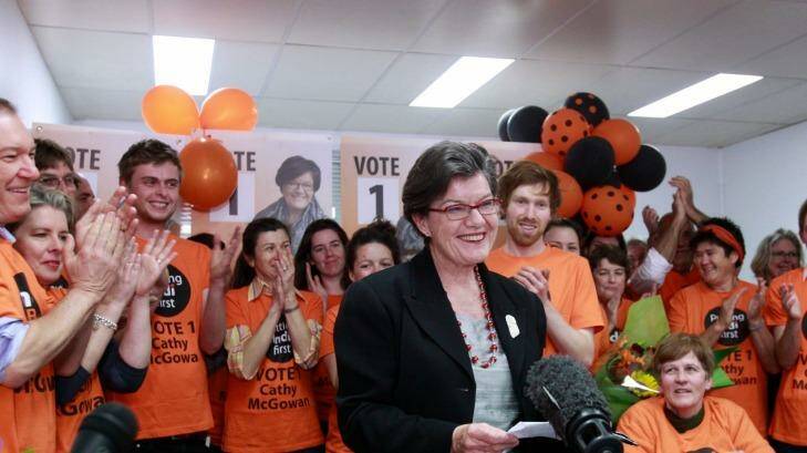 Independent Cathy McGowan won a narrow victory over Sophie Mirabella at the 2013 federal election. Photo: Justin McManus