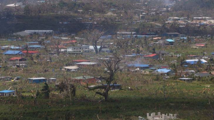 A village near Port Vila left scarred by Cyclone Pam. Photo: Andrew Meares