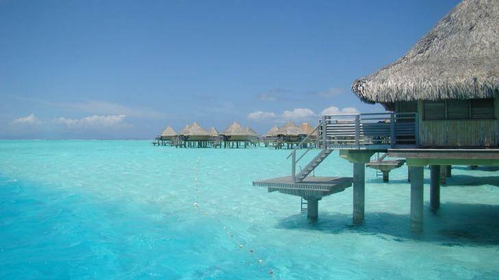 Bungalows built over the Bora Bora lagoon.
 Photo: Caroline Gladstone