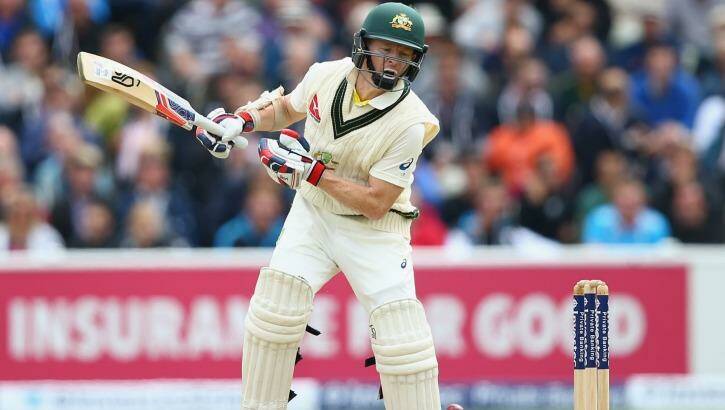 Chris Rogers is struck by a delivery from Steven Finn. Photo: Michael Steele