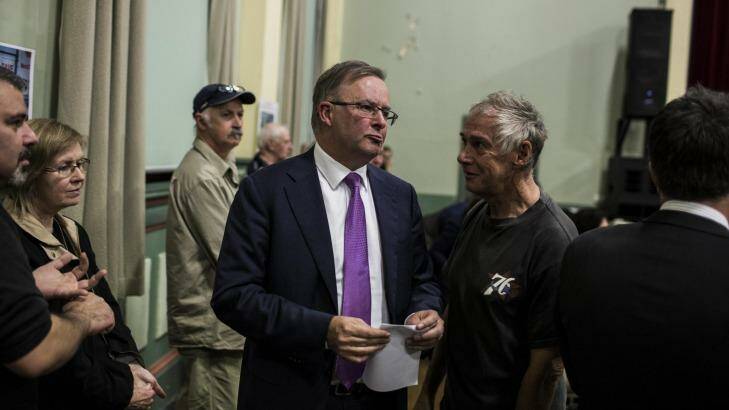 Mr Albanese was heckled by WestConnex opponents who blame him for offering funds for the motorway when he was transport minister. Photo: Dominic Lorrimer