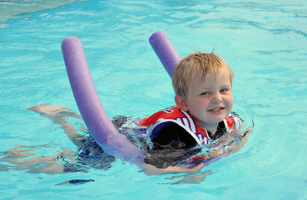Three year old James Hemley, one of the many to spend time in Stawell's outdoor pool this summer. Picture: KERRI KINGSTON.