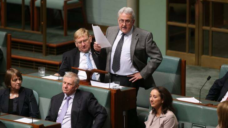Former Labor MP Steve Gibbons delivers his valedictory address in Parliament House in 2013. Photo: Andrew Meares