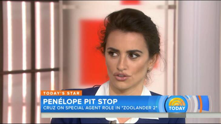 Penelope Cruz appeared shocked during the interview with Samantha Guthrie. Photo: Today