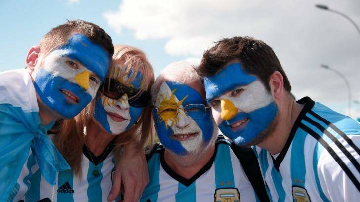 Sky blue and white hopes: Argentina fans before the World Cup final at Maracana Stadium. Photo: Damien Meyer