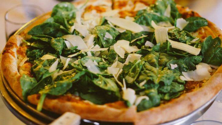 Spinach and parmesan pizza from Tommaso's.