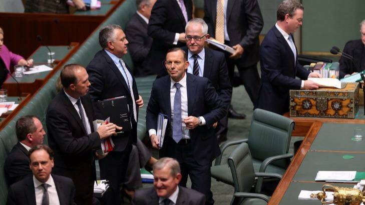 Tony Abbott leaves question time on Thursday. Photo: Andrew Meares