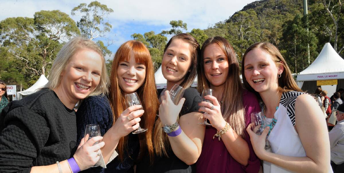 GIRLS DAY OUT: Kate Battye, Kelsey Hosking, Courtney Reynods, Jess Reid and Nikki O'Brien enjoyed the Grampians Grape Escape at Halls Gap in 2015. The action is on again April 30 and May 1. 