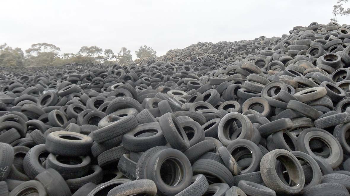 The Stawell tyre stockpile.