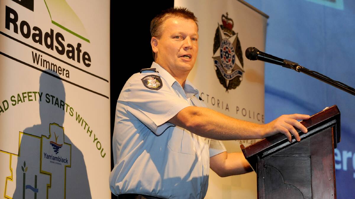 THE RIPPLE EFFECT: Edenhope Sergeant Dale McIvor speaking at the Road Safety Awareness Forum in 2012. Picture: SAMANTHA CAMARRI