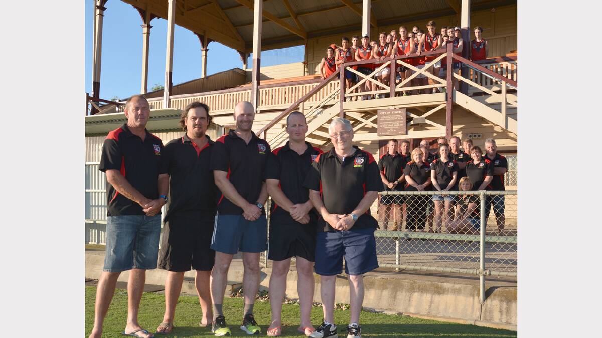 Part of the Stawell Football/Netball Club Westlift Warriors line-up on and off the field in season 2014. 