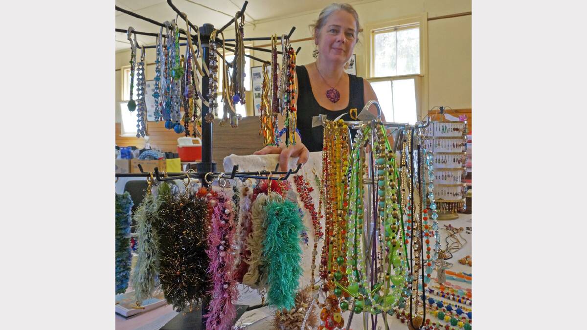 Pomonal's Alison Bainbridge makes knitted, crocheted and beaded bracelets, necklaces, brooches, rings and earrings.