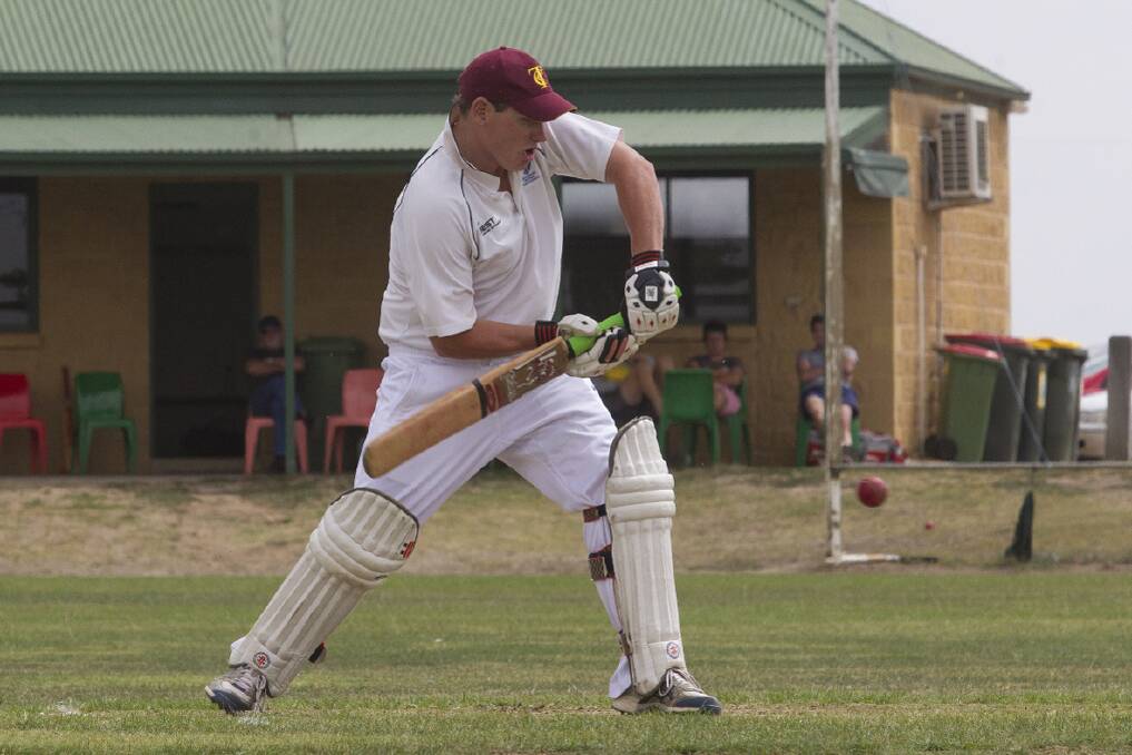 Tatyoon A grade opening batsman Andrew McDougall in action during his innings against Buangor on Saturday. Picture: PETER PICKERING