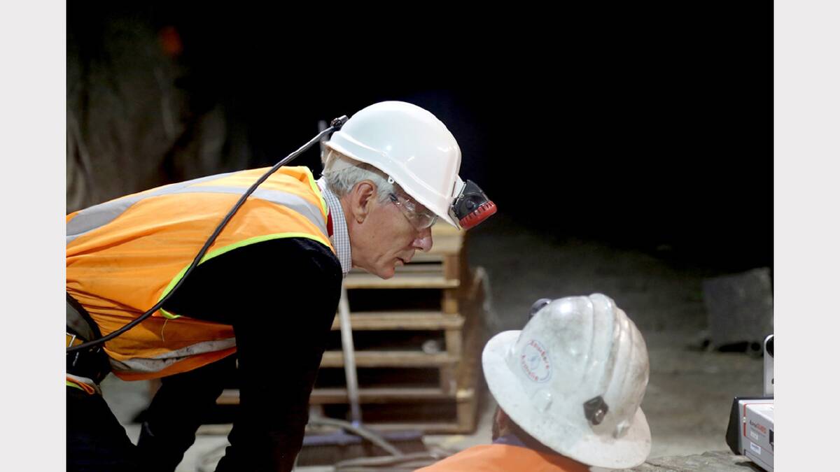 Centre of Excellence for Particle Physics (CoEPP) Professor, Geoffrey Taylor, is pictured underground at Stawell Gold Mines during a recent visit.