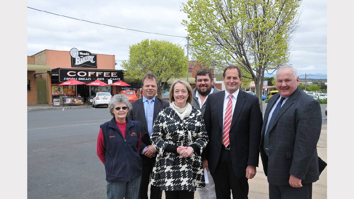 Pictured at the funding announcement L-R Dianne Pyke, Member for Western Victoria David O'Brien, Liberal candidate for Ripon Louise Staley, Chris Waack, Member for Western Victoria Region Simon Ramsay and Northern Grampians Shire Mayor, Cr Kevin Erwin. Picture: BEN KIMBER.