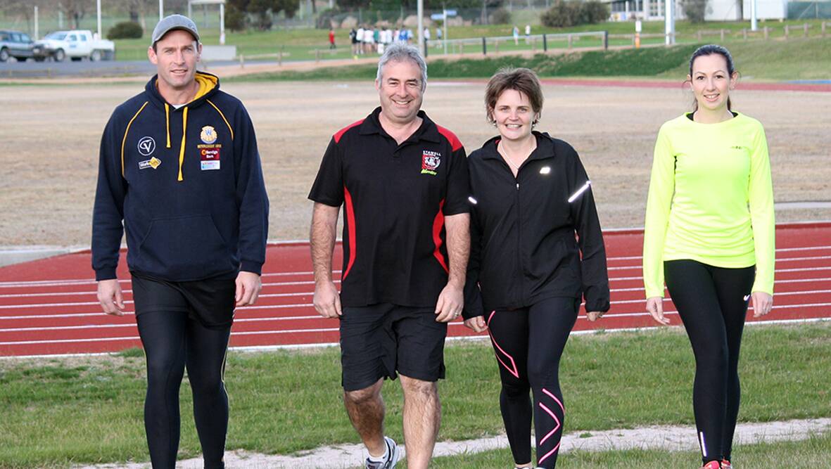 (L-R) Shane Field, Dave Kaczynski, Kate Collins and Jessica Cass, in training for the inaugural Stawell Regional Health half marathon fun run and walk in October.