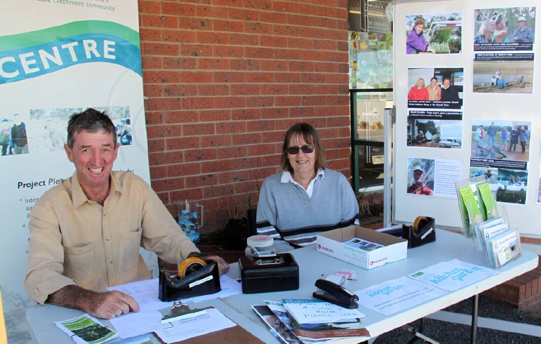 Stawell Urban Landcare Group members, Ian Nicholson and Veronica Monaghan, prepare items for the group’s display at Shop 108 Main Street next Friday.