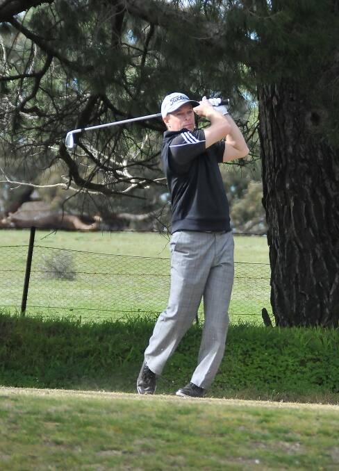 Stawell’s Matt Skinner hits off from the tee playing in Saturday’s Wimmera A Grade 36 hole Championship at the Stawell Golf Club.