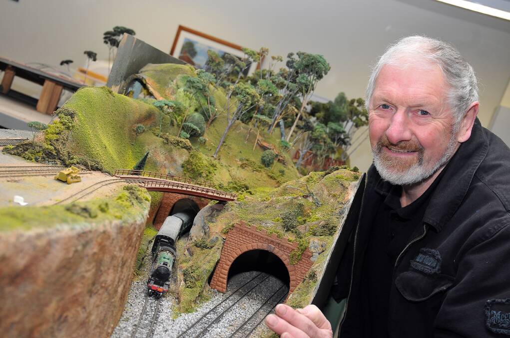 David Burkhill is pictured with one of the many layouts that will be on display at the Grampians Model Railroaders sixteenth annual model railway exhibition this weekend. Picture: KERRI KINGSTON 