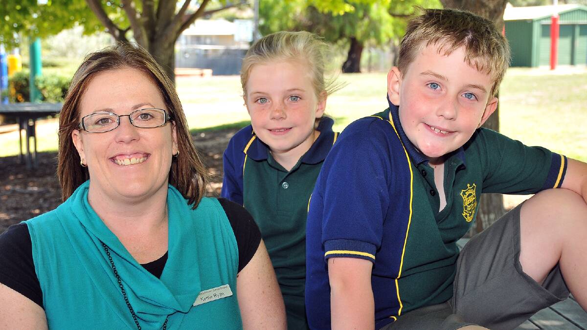 New teacher at St Pats, Kerrie Ryan and new students to the school Chloe and Kade. Picture: KERRI KINGSTON.