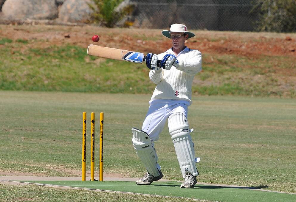Youth Club's Shaun Ellis plays a shot during his innings in the A grade clash against Pomonal on Saturday. Picture: MARK McMILLAN. 