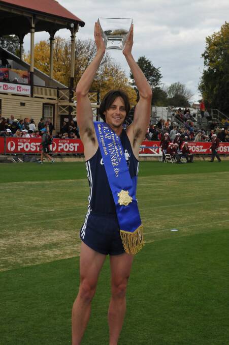Brad Armstrong, who coached the winner of the 2014 Australia Post Stawell Gift had a win of his own in the final of the Stawell Family Central Park 400 metres handicap. Picture: MARK McMILLAN.