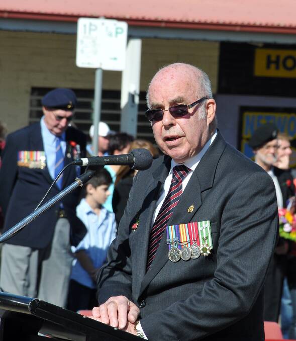 Guest speaker at this year's Anzac Day service in Stawell, Vietnam Veteran Bryan Nicholls of Ballarat. Picture: MARCUS MARROW.