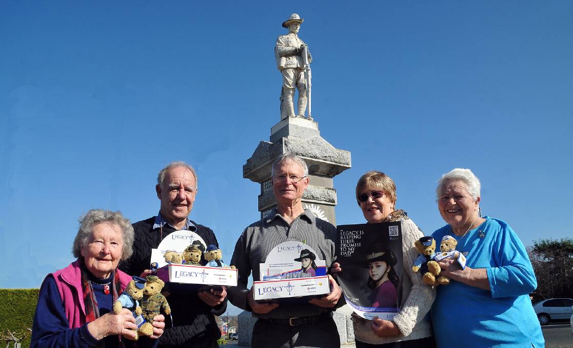 Legatees pictured with merchandise ready for the annual Legacy Week appeal (L-R) Joyce Dowsett, Harland Henderson, Terry Holden, Rosemary Perry and Verna Pickford. Picture: KERRI KINGSTON.