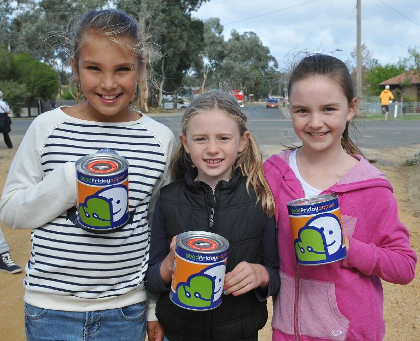 (L-R) Alannah, McKenzie and Indi helped to ensure Stawell exceeded the total from last year. Picture: MARCUS MARROW. 