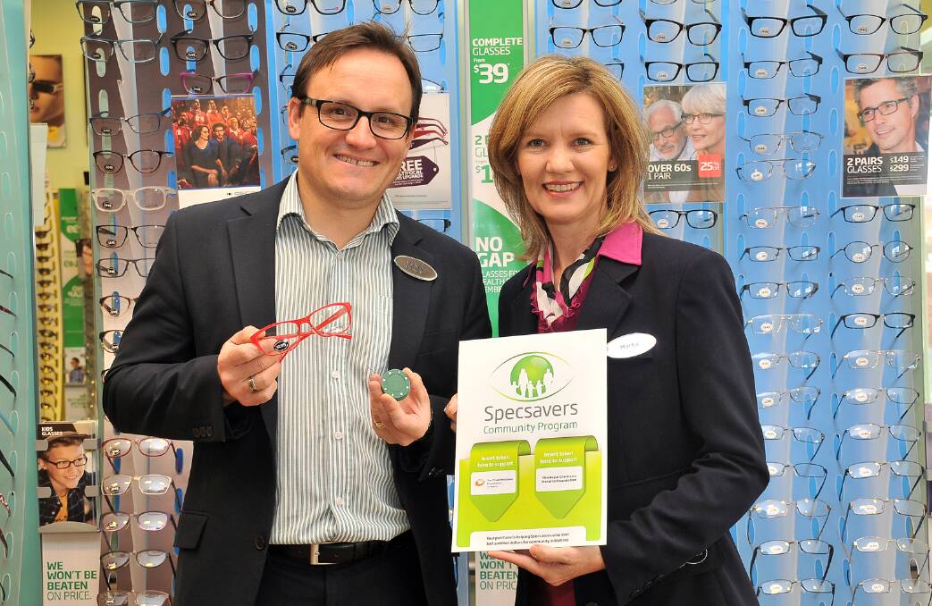 Michael Peter, director and optometrist at Specsavers Stawell and Martie Peters, business manager, promoting the Specsavers community program. Picture: KERRI KINGSTON.