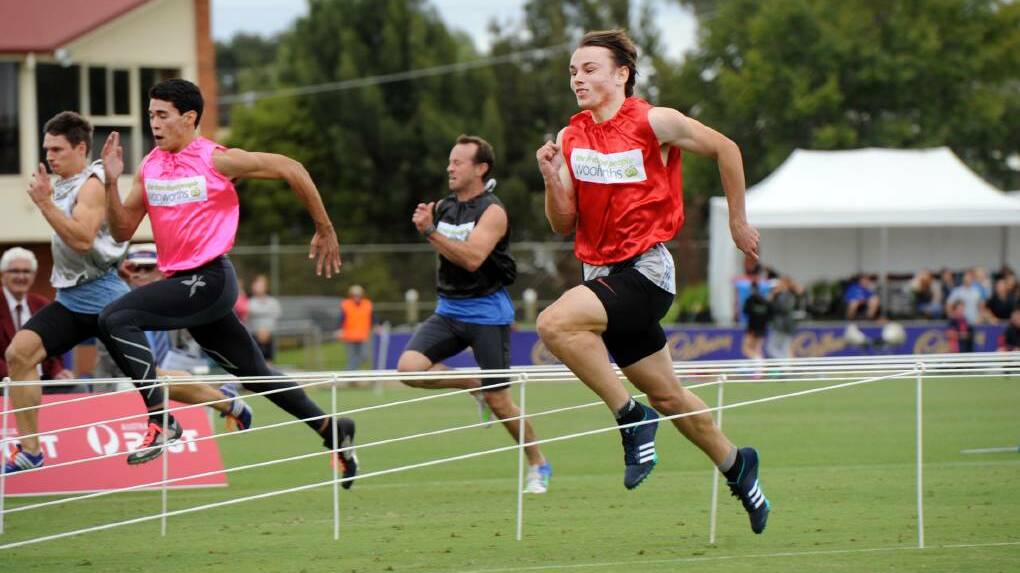 Jack Hale cruises to victory in heat 19 for the men's Stawell Gift on Saturday. Picture: PAUL CARRACHER