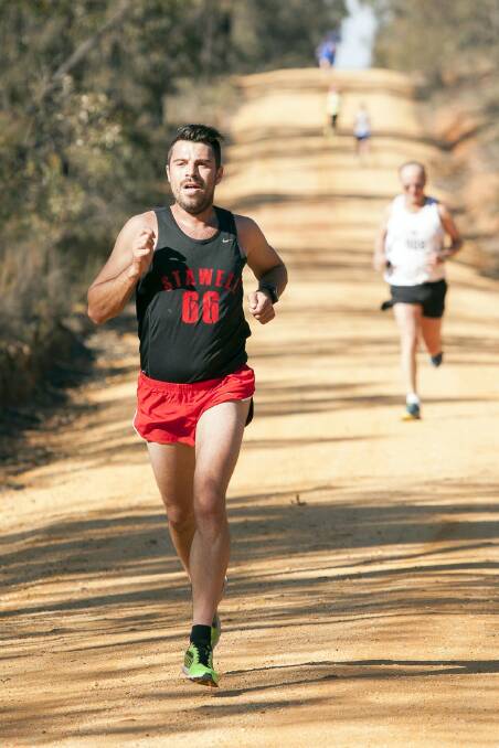 Kieran Ryan strides towards the finish line of his run with the Stawell Amateur Athletic Club. 