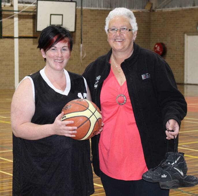 Trish Ralph (right) who has retired from basketball after forty four years is pictured with her replacement Jessica Hodder (left).    