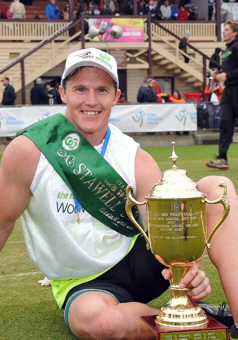 Queensland sprinter Murray Goodwin was the toast of the town yesterday, after taking out the Woolworths Stawell Gift final in a time of 12.10 seconds. Picture: Kerri Kingston