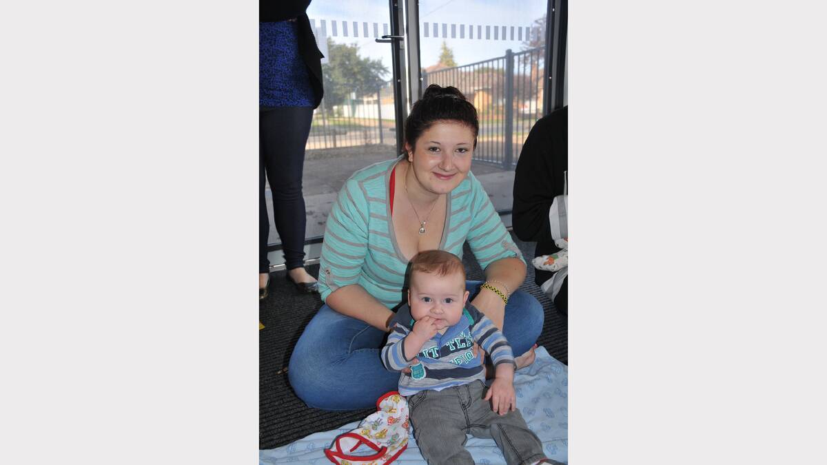 Jess Hutchison is pictured at the Powerhouse Playgroup with young Ashton.