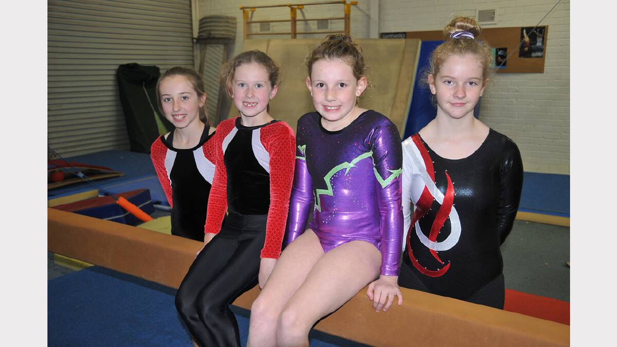 Stawell Gymnastics Club members Mia, Ava, Kiah and Alanis gear up for Sunday's invitation.